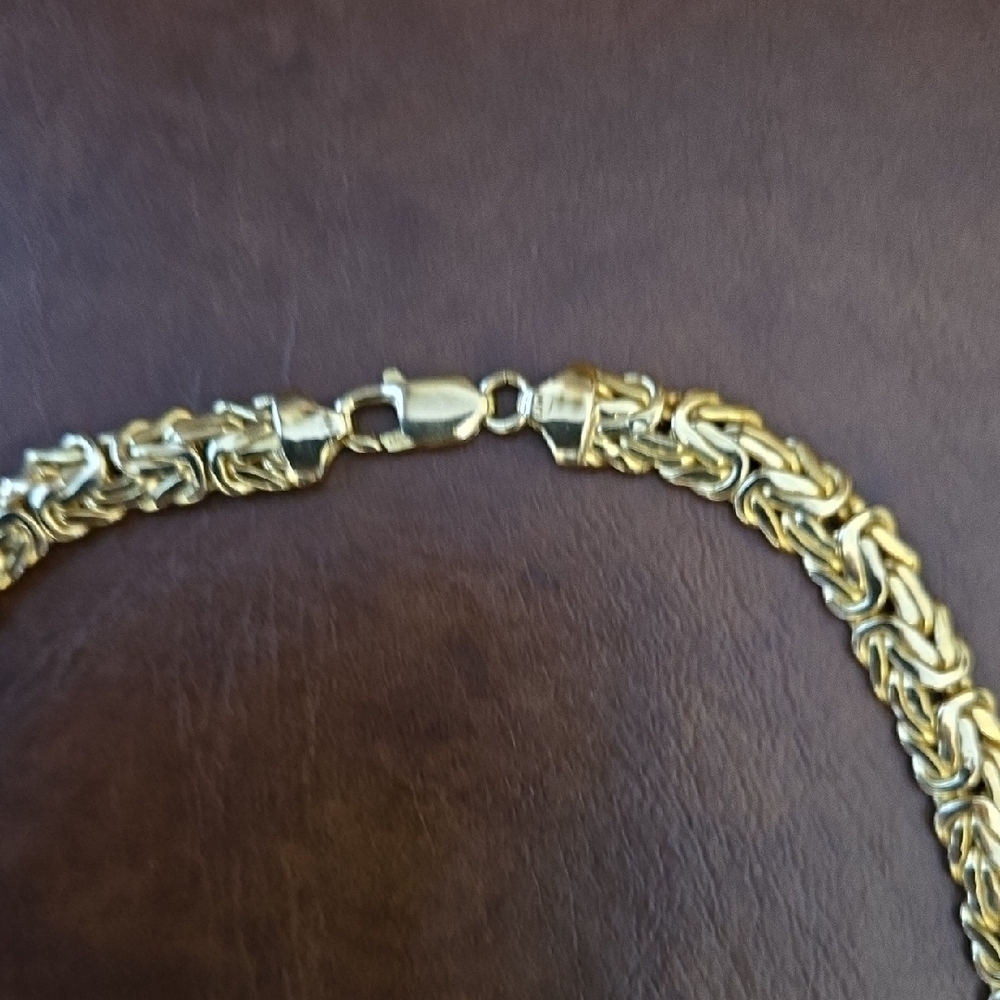 VINTAGE LUXURIOUS 14K YELLOW GOLD BYZANTINE CHAIN NECKLACE 16 INCH LOBSTER CLAW - Picture 9 of 14